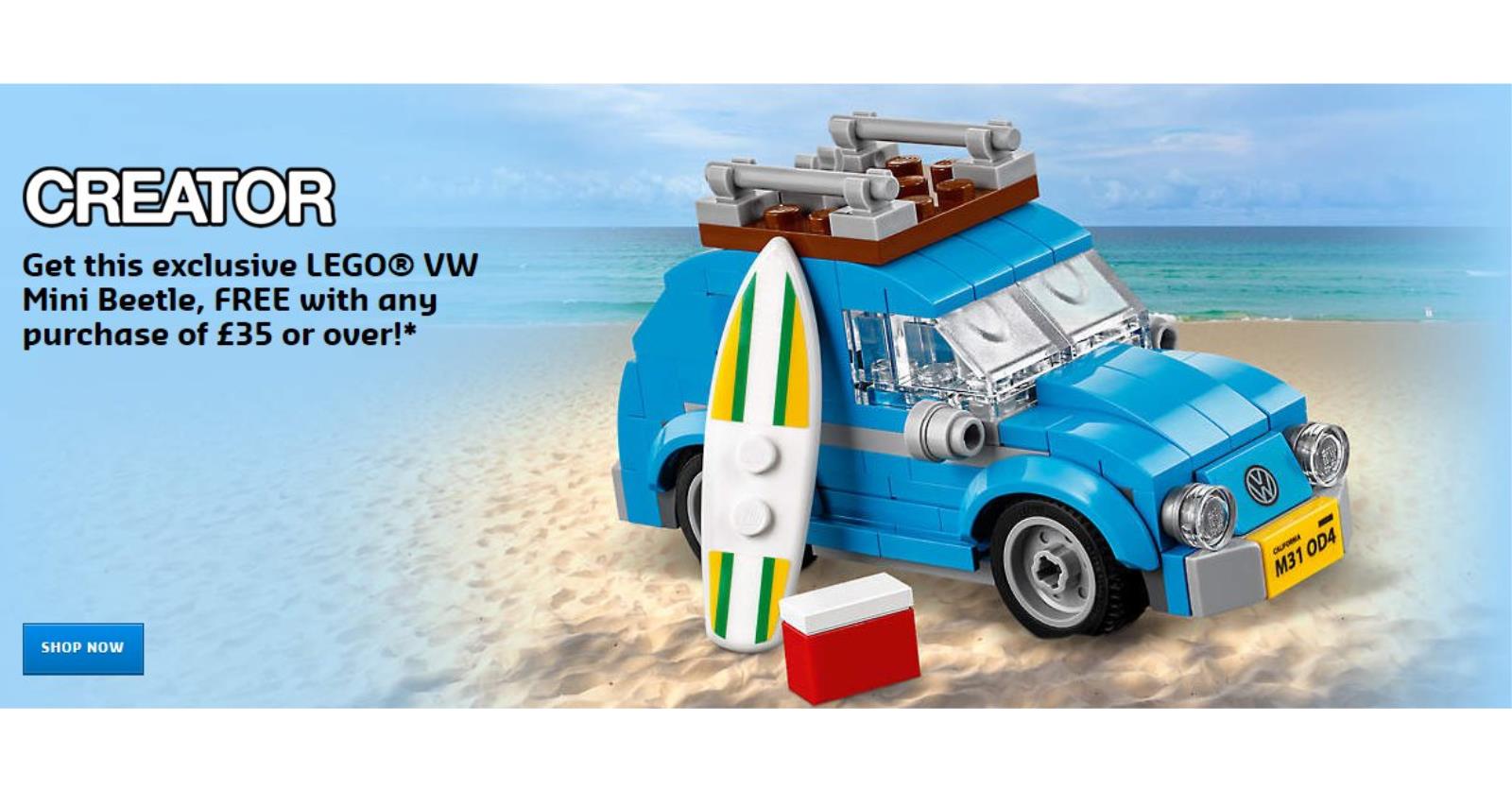 Free mini VW Beetle at shop.LEGO Brickset